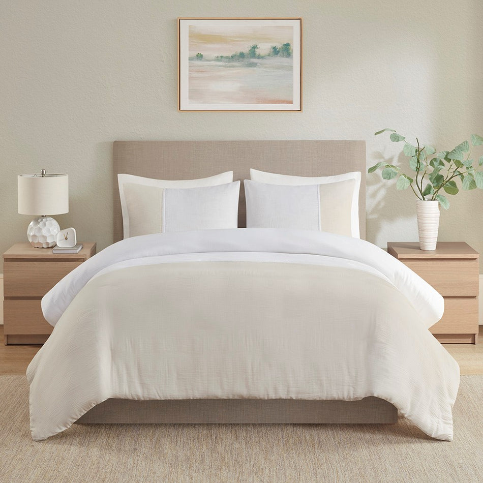 Miro 3 Piece Gauze Oversized Duvet Cover Set
 - Natural - Full/Queen