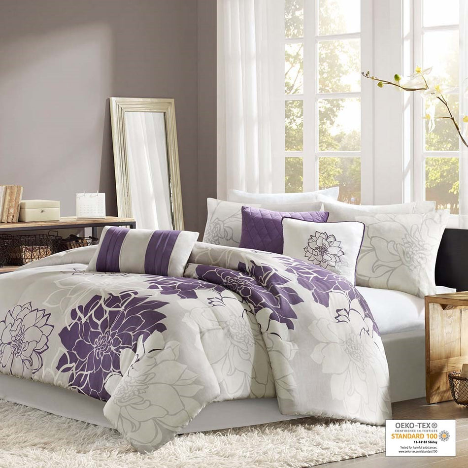 Lola Comforter Set - Purple  - Twin Size / Twin XL Size