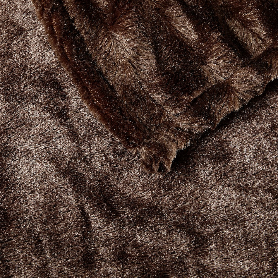 Heated Duke Faux Fur Heated Throw - Brown  - 50x70"