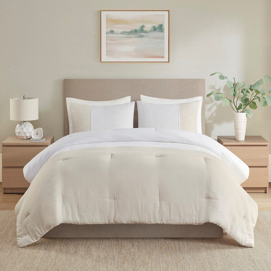 Miro 3 Piece Gauze Oversized Comforter Set
 - Natural - Full/Queen