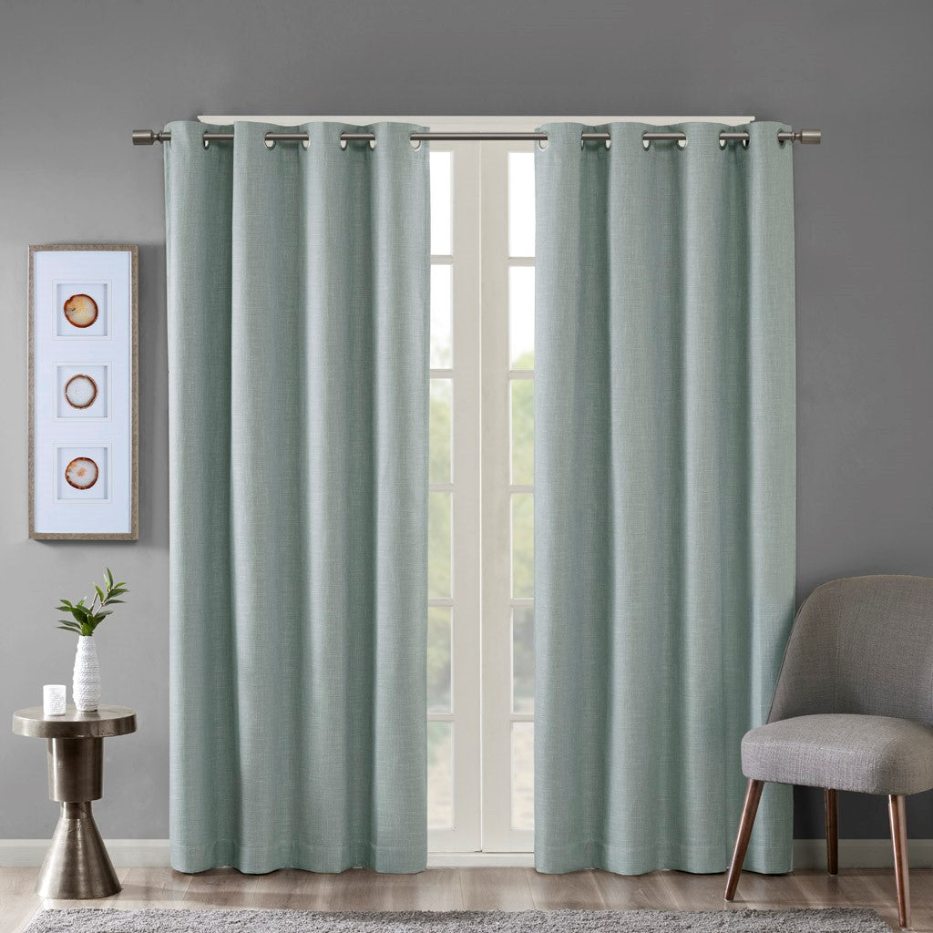 SunSmart Maya Printed Heathered Blackout Grommet Top Curtain Panel - Dusty Seafoam - 50x54"