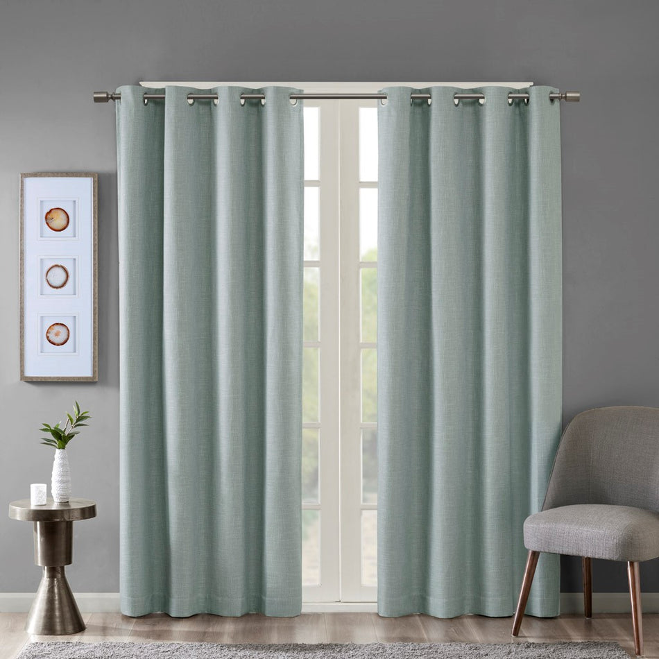 SunSmart Maya Printed Heathered Blackout Grommet Top Curtain Panel - Dusty Seafoam - 50x84"