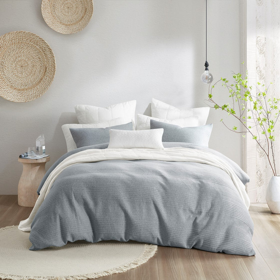 Croscill Casual Ellis 3 Piece Duvet Set - Heathered Gray  - Full Size / Queen Size Shop Online & Save - expresshomedirectr.com