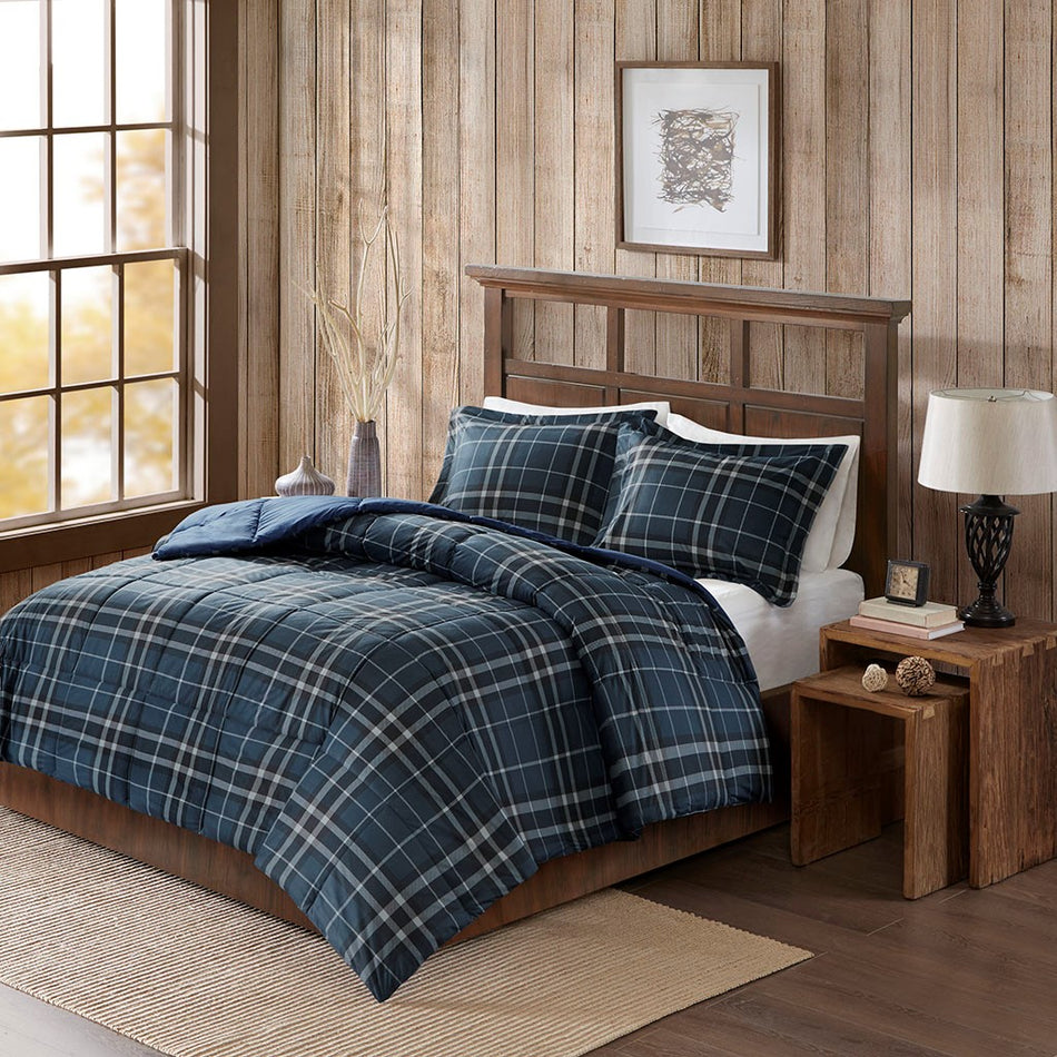 Woolrich Flint CozySpun Down Alternative Comforter Mini Set - Navy - King Size