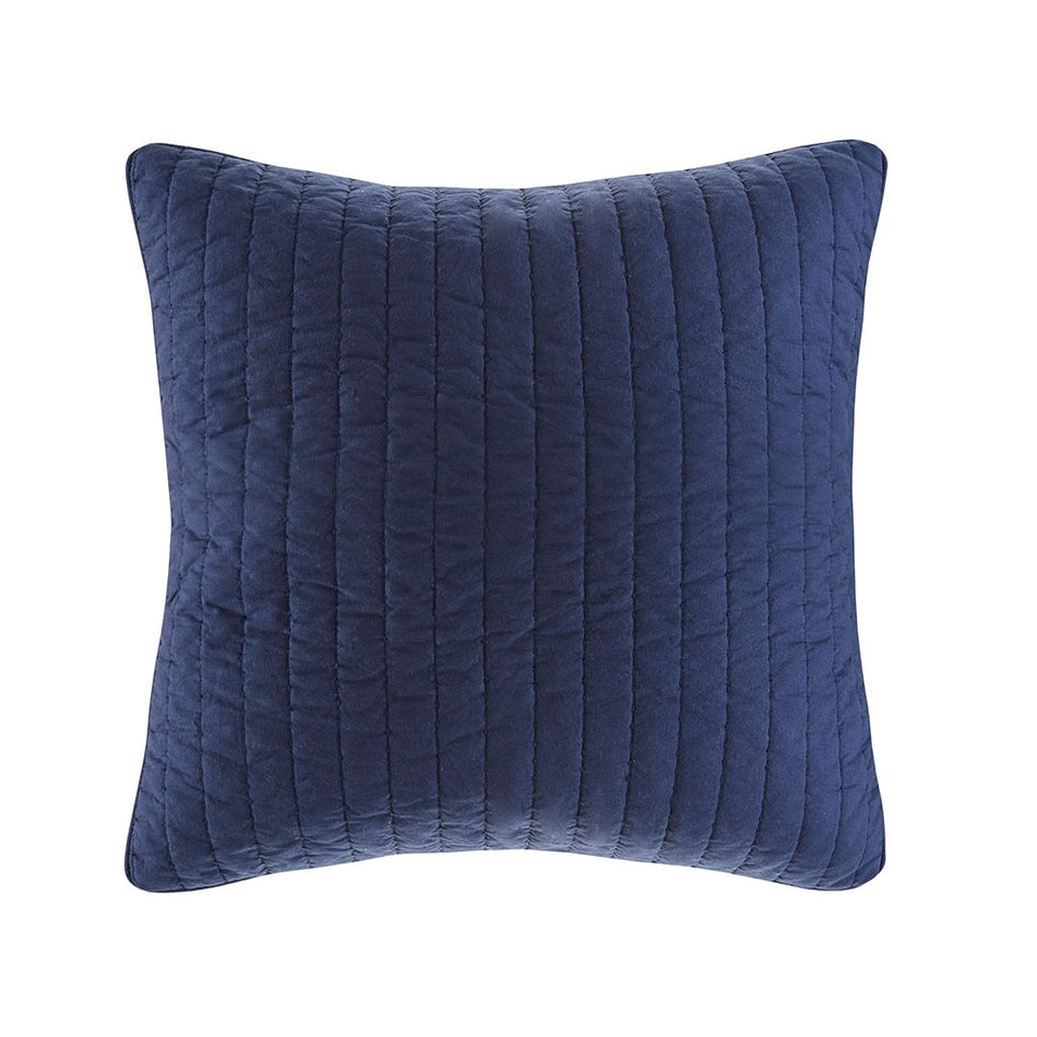 INK+IVY Camila Cotton Quilted Euro Sham - Navy - Euro Sham