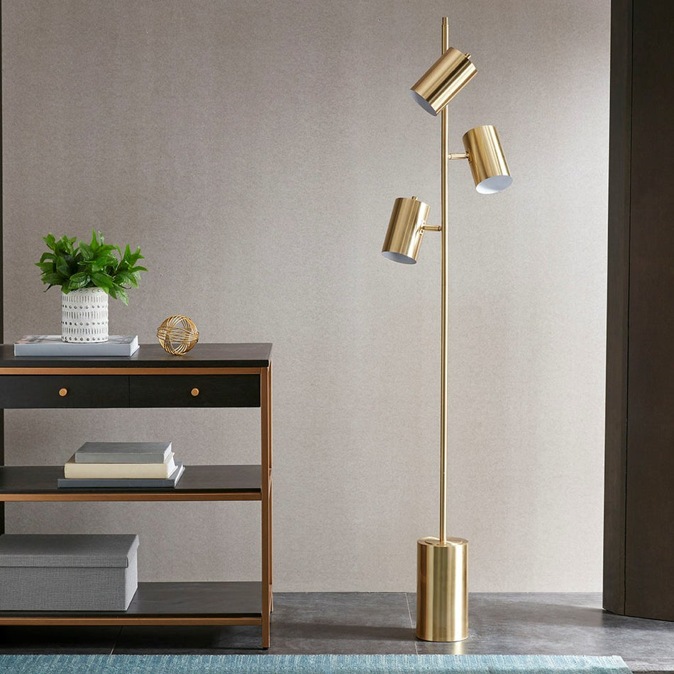 Alta 3-Light Metal Floor Lamp - Gold