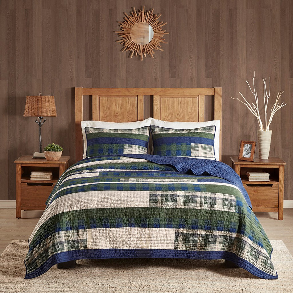 Spruce Hill Oversized Cotton Quilt Mini Set - Green - King Size / Cal King Size