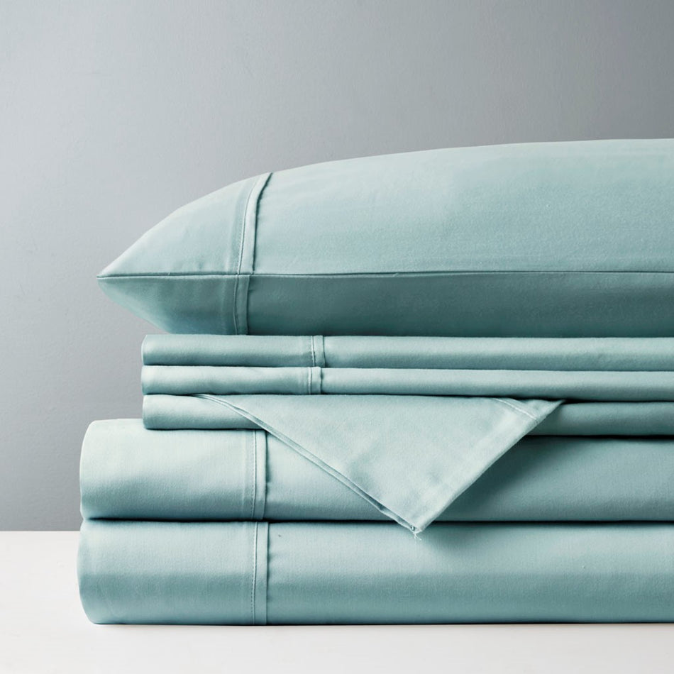 800 Thread Count Cotton Blend Sateen Sheet Set - Aqua - King Size