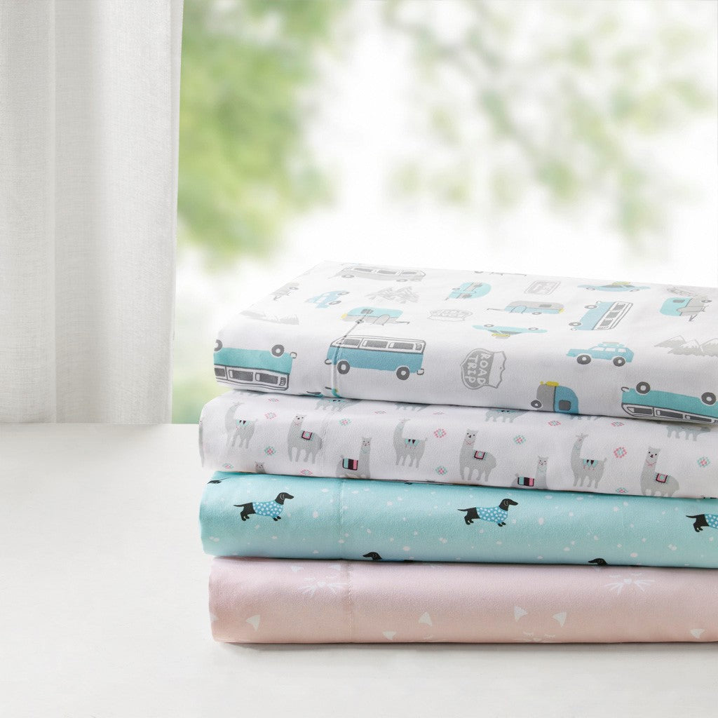 Intelligent Design Novelty Print Sheet Set - Aqua Dogs - Twin Size