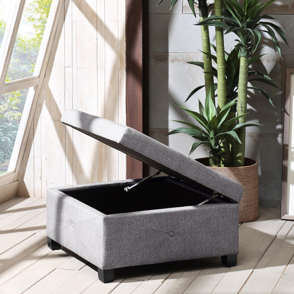 Aspen Soft Close Storage Ottoman - Charcoal