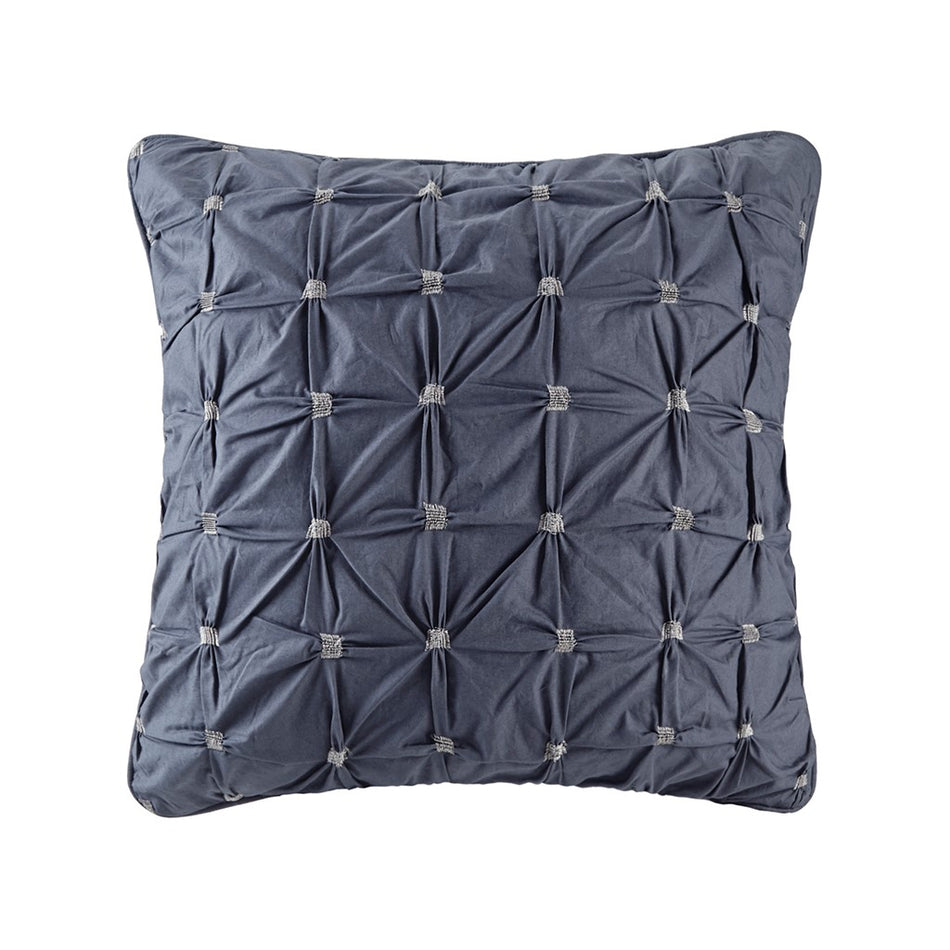 INK+IVY Jane Embroidered Euro Sham - Navy - Euro Sham