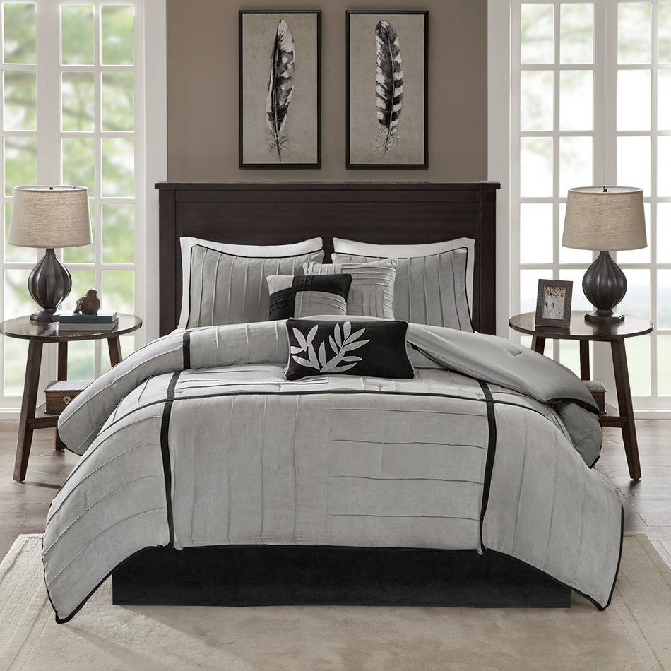 Dune 7 Piece Comforter Set - Grey - Queen Size