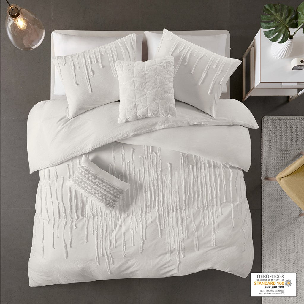 Urban Habitat Paloma Cotton Duvet Cover Set - Ivory - Full Size / Queen Size