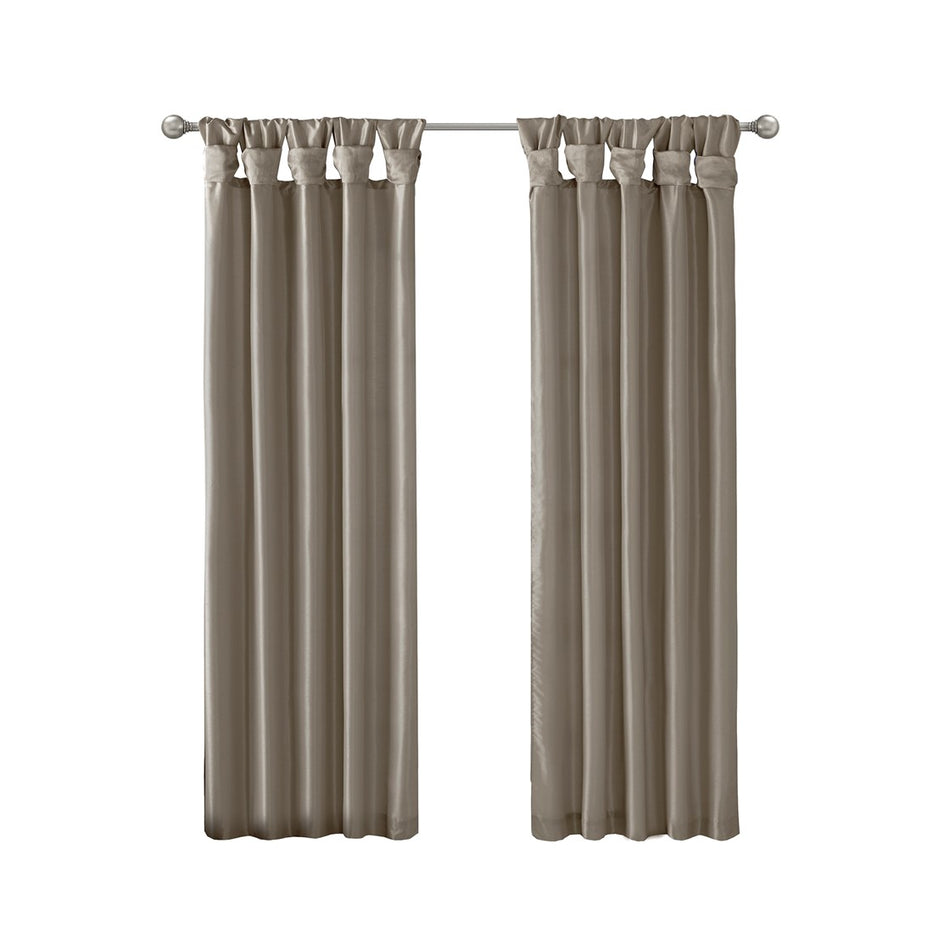 Emilia Twist Tab Lined Window Curtain - Pewter - 50x120"