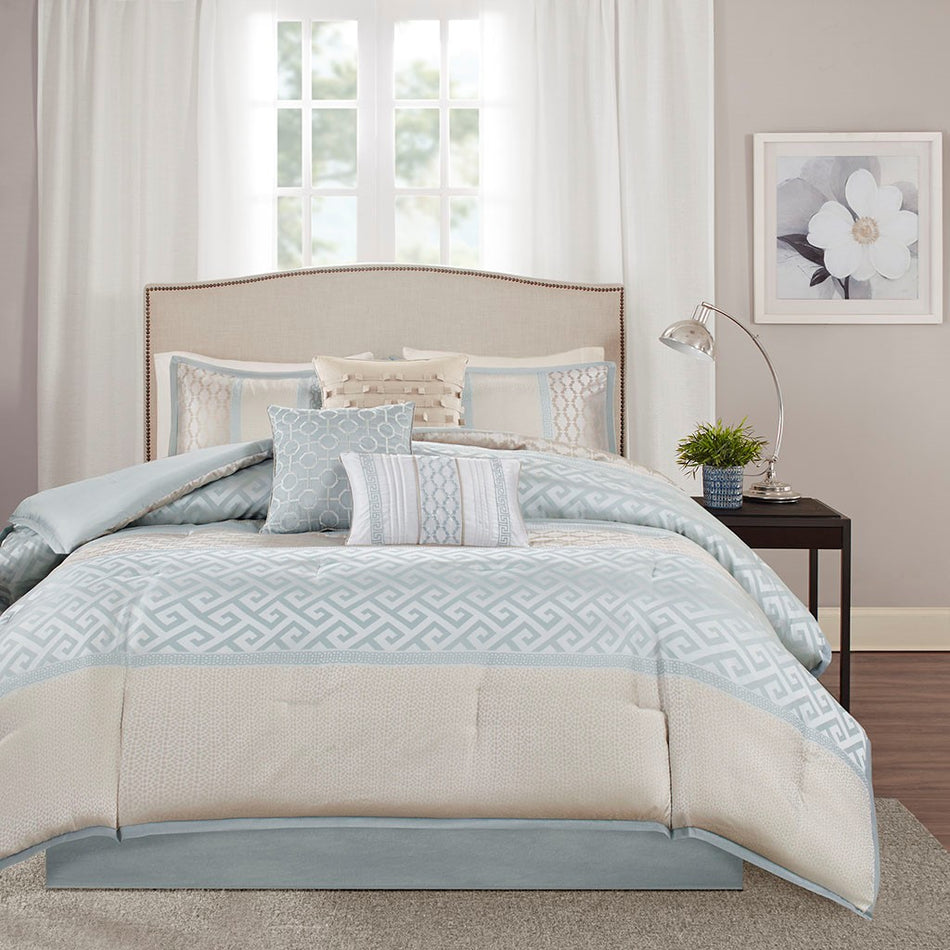 Bennett 7 Piece Comforter Set - Aqua - King Size