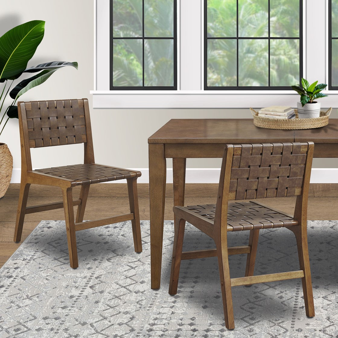 INK+IVY Oslo Faux Leather Woven Dining Chairs Set of 2 - Brown  Shop Online & Save - expresshomedirectr.com