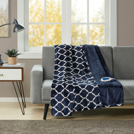 Beautyrest Heated Ogee Throw - Indigo - 60x70"