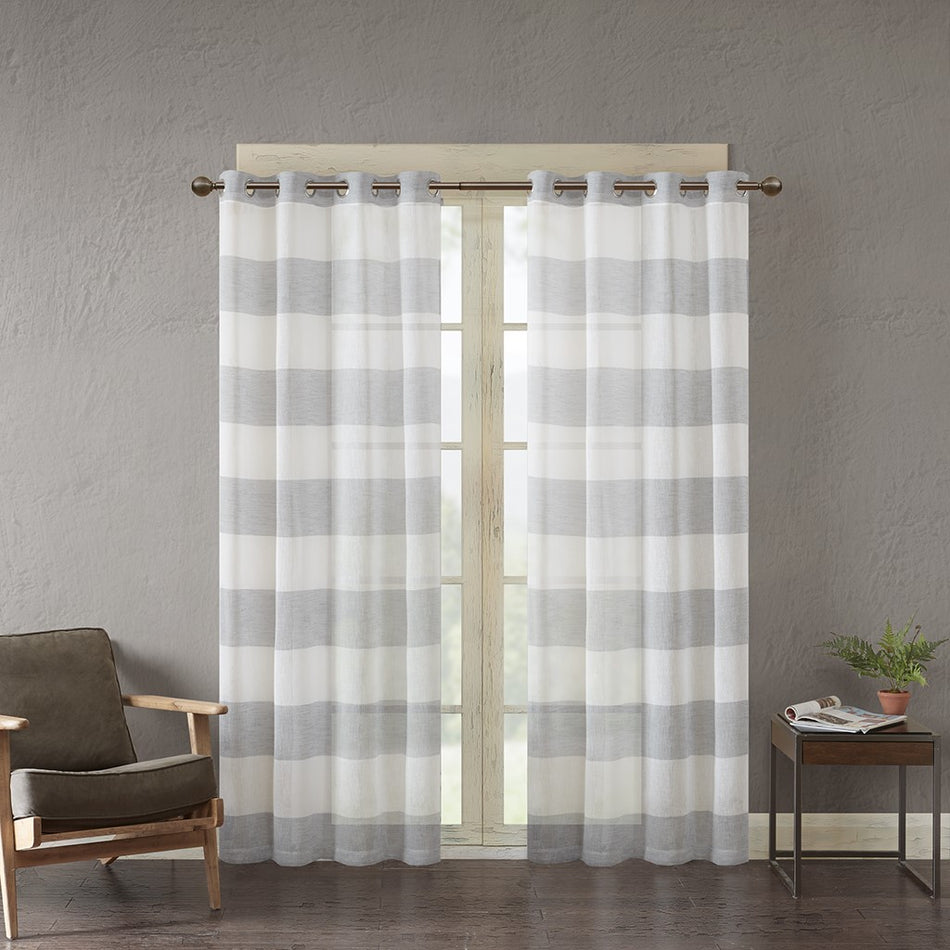 Mason Yarn Dyed Woven Sheer Window Panel - Grey - 50x95"