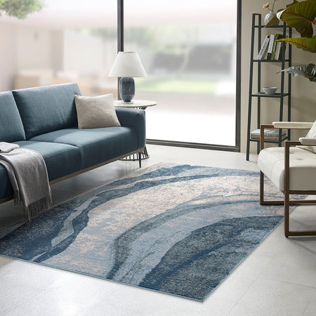 Madison Park Grace Abstract Wave Area Rug - Blue - 5x7'