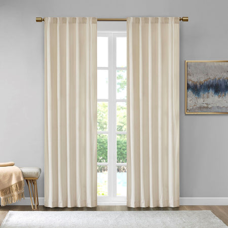 510 Design Colt Room Darkening Poly Velvet Rod Pocket/Back Tab Window Panel Pair - Ivory - 37x95"