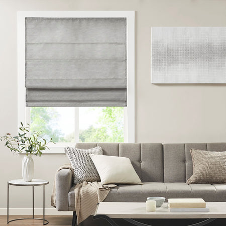 Madison Park Como Printed Faux Silk Room Darkening Cordless Roman Shade - Grey  - 39x64" Shop Online & Save - expresshomedirectr.com