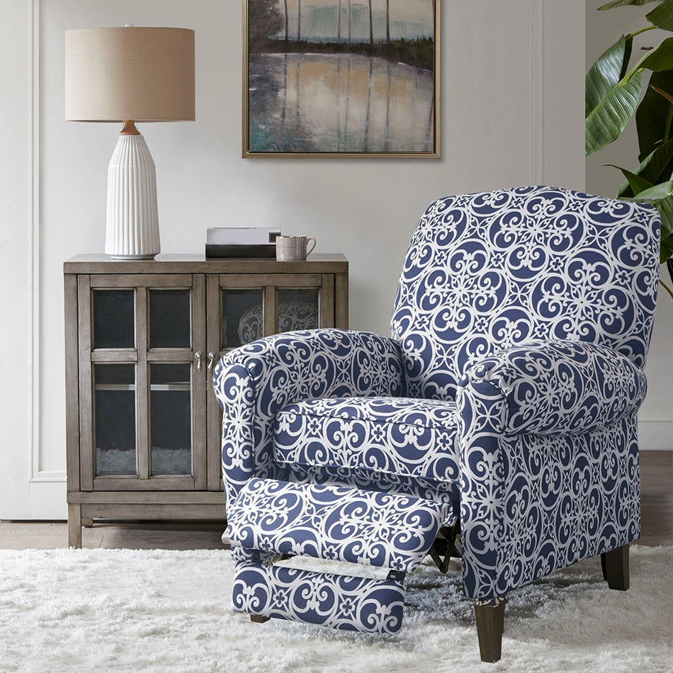 Kirby Push Back Recliner - Navy Multi