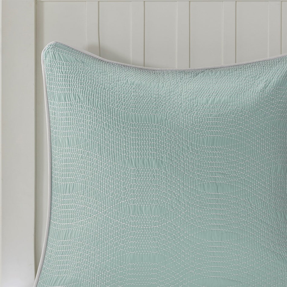 Coastline Euro Sham - Aqua - Euro Sham - 26x26