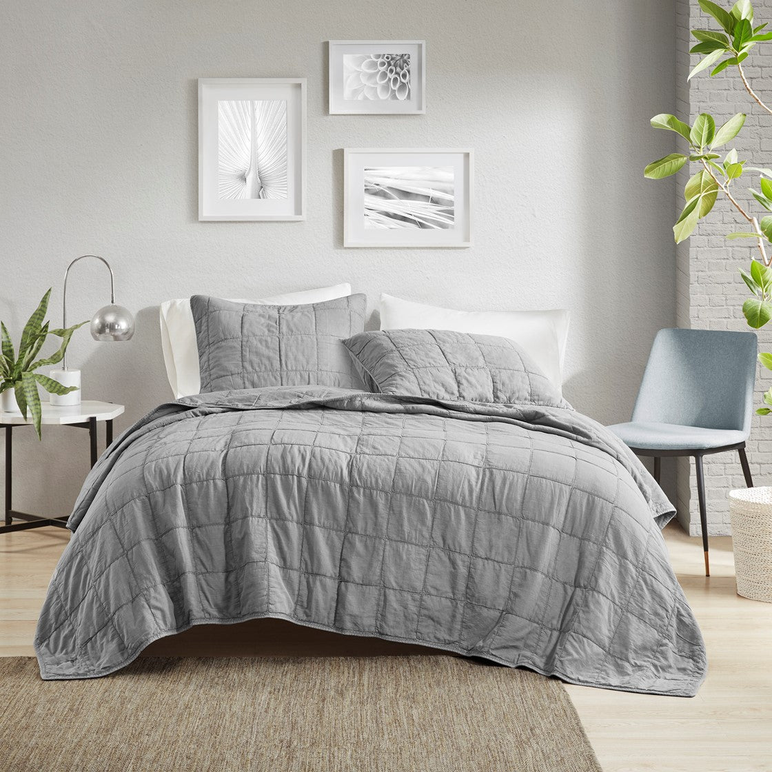 Croscill Casual Gema 3 Piece Grey Coverlet Set - Gray  - Full Size / Queen Size Shop Online & Save - expresshomedirectr.com