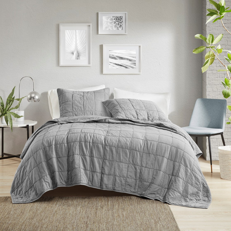 Croscill Casual Gema 3 Piece Grey Coverlet Set - Gray  - King Size / Cal King Size Shop Online & Save - expresshomedirectr.com