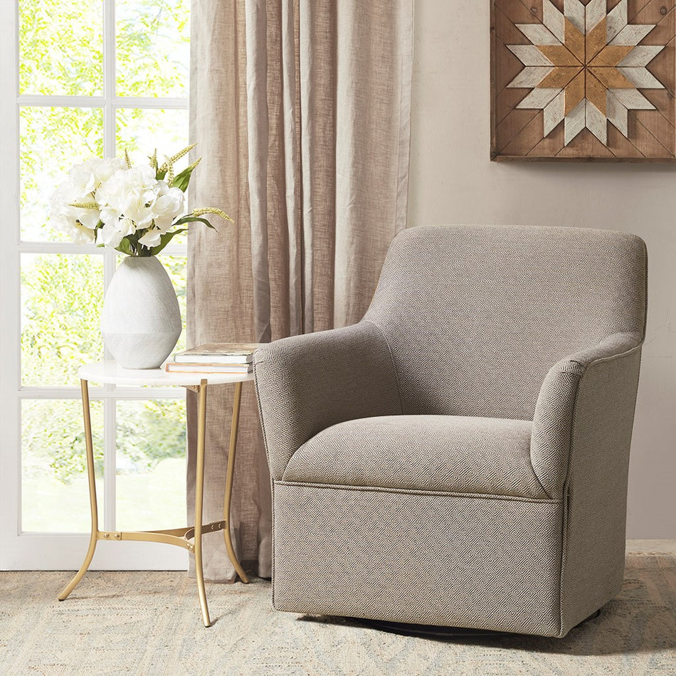 Madison Park Augustine Swivel Glider Chair - Grey / Taupe 