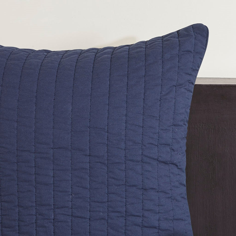 Camila Cotton Quilted Euro Sham - Navy - Euro Sham - 26x26