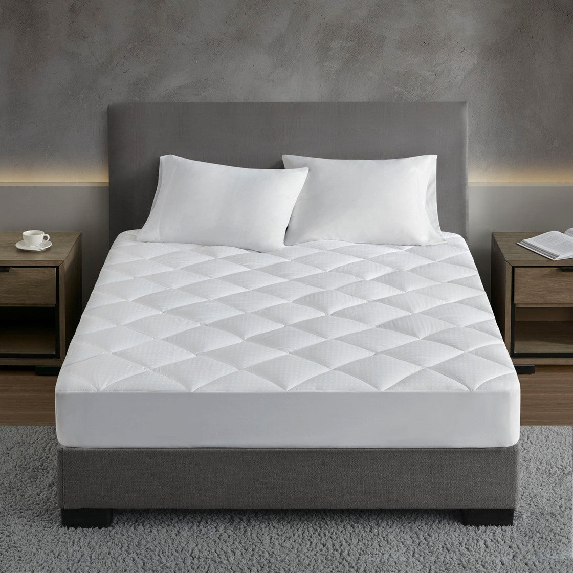 Croscill Signature Dobby Cotton Waterproof Mattress Pad - White  - Cal King Size Shop Online & Save - expresshomedirectr.com