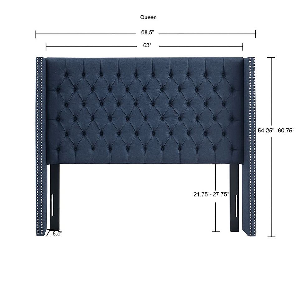 Amelia Upholstery Headboard - Navy - Queen Size