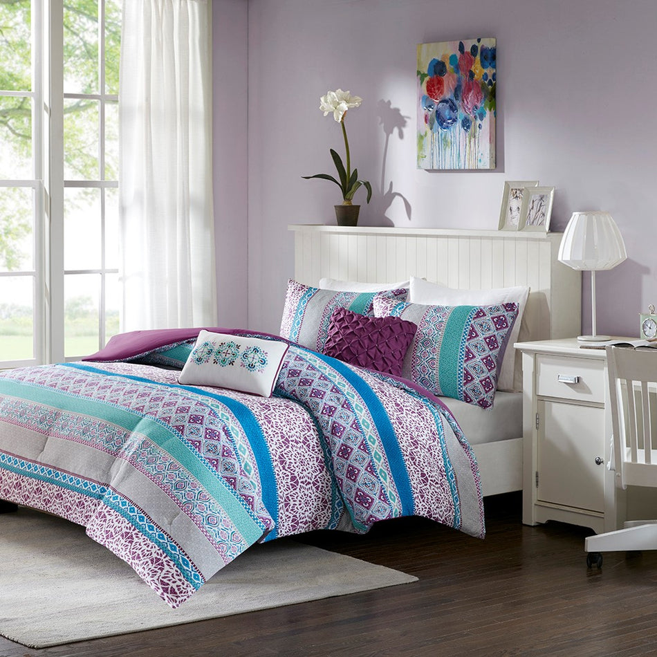 Joni Comforter Set - Purple - Full Size / Queen Size