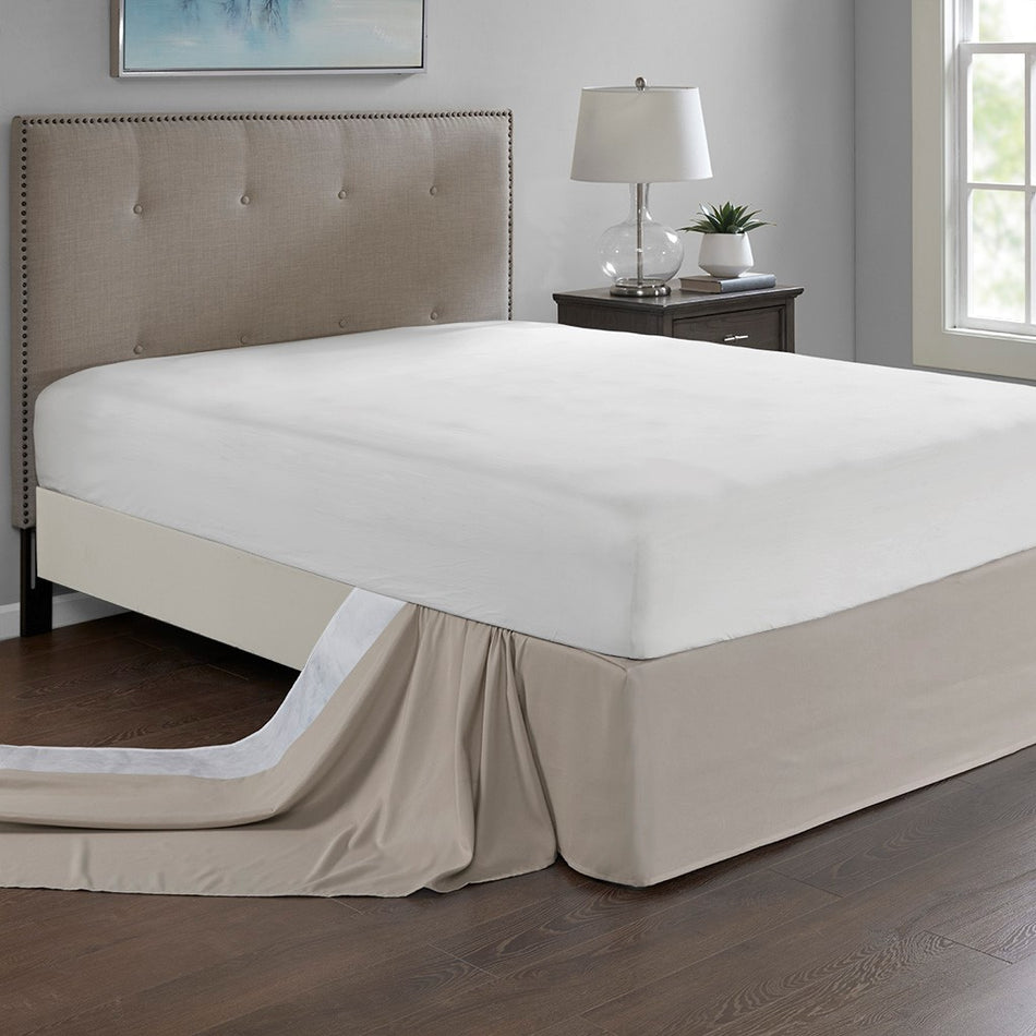 Madison Park Simple Fit Wrap Around Adjustable Bedskirt - Khaki - One Size