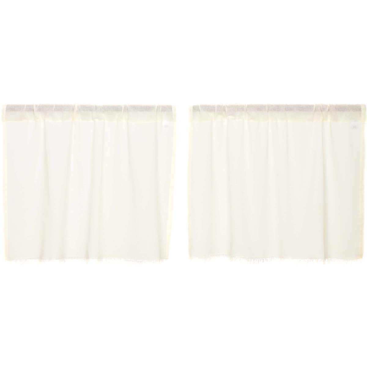 April & Olive Tobacco Cloth Antique White Tier Fringed Set of 2 L24xW36 By VHC Brands