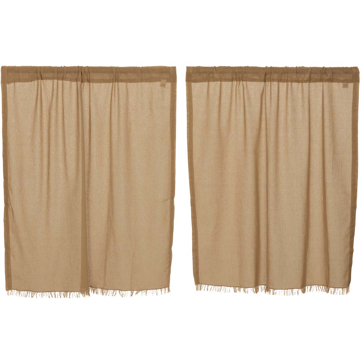 April & Olive Tobacco Cloth Khaki Tier Fringed Set of 2 L36xW36 By VHC Brands