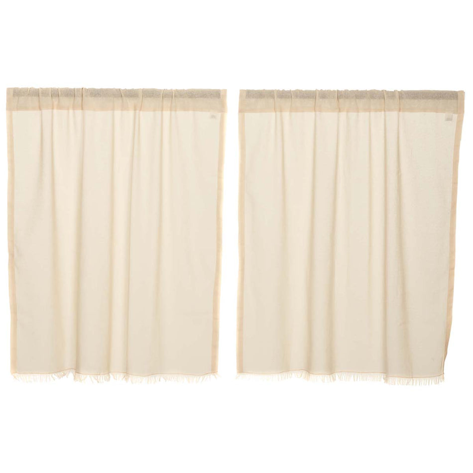 April & Olive Tobacco Cloth Natural Tier Fringed Set of 2 L36xW36 By VHC Brands