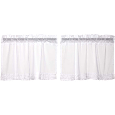 April & Olive White Ruffled Sheer Tier Set of 2 L24xW36 By VHC Brands