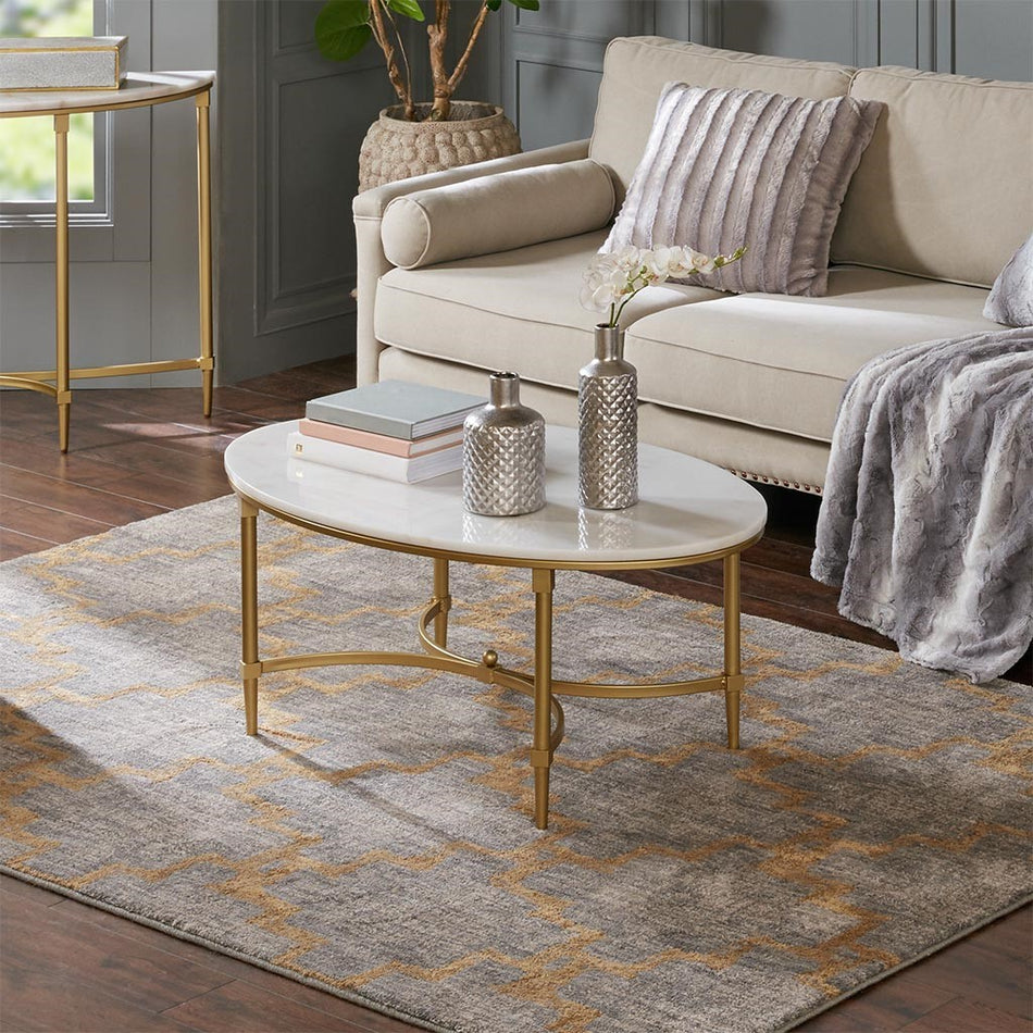 Madison Park Signature Bordeaux Coffee Table - White / Gold 