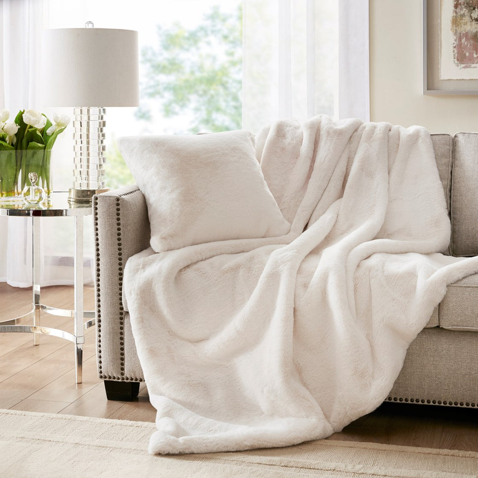 Croscill Sable Solid Faux Fur Throw - Ivory  - One Size Shop Online & Save - expresshomedirectr.com