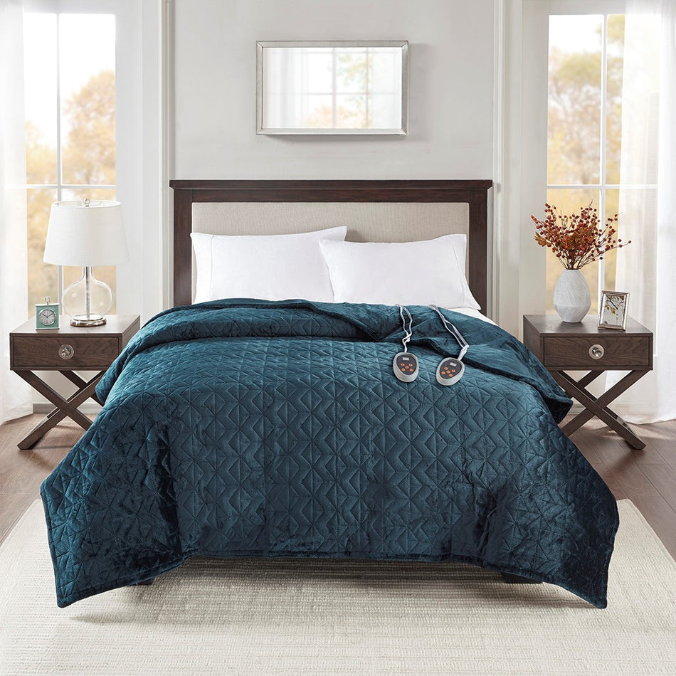 Beautyrest Quilted Plush Heated Blanket - Teal - King Size