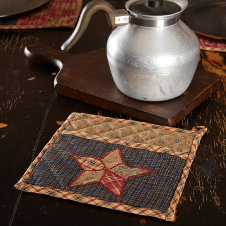 Mayflower Market Arlington Pot Holder with Pocket & Patchwork Star 8x8 By VHC Brands