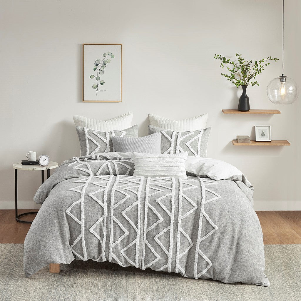 INK+IVY Hayes Chenille 3 Piece Cotton Comforter Set - Gray  - Full Size / Queen Size Shop Online & Save - expresshomedirectr.com