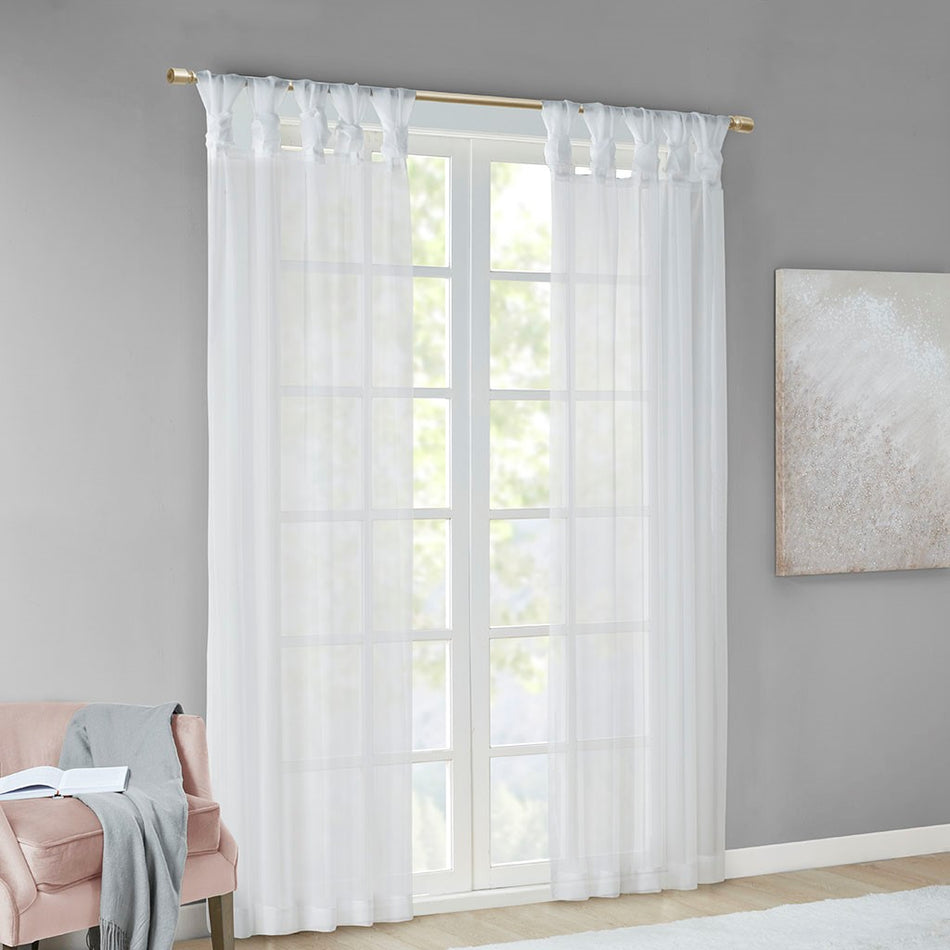 Ceres Twist Tab Voile Sheer Window Pair - White - 84" Panel