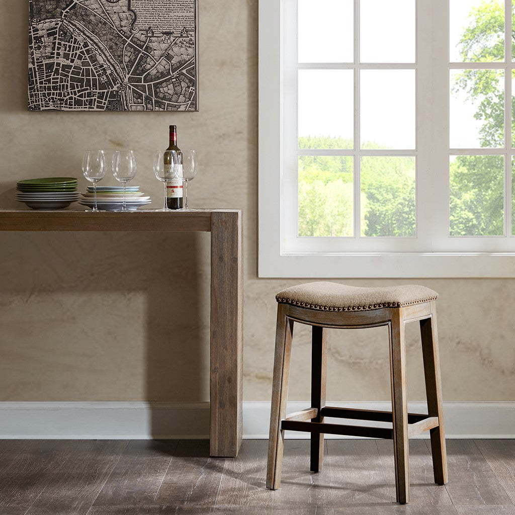 Madison Park Belfast Saddle Counter Stool - Linen 