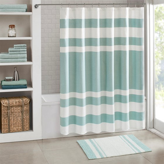 Madison Park Spa Cotton Reversible Bath Rug - Aqua - 20x30"