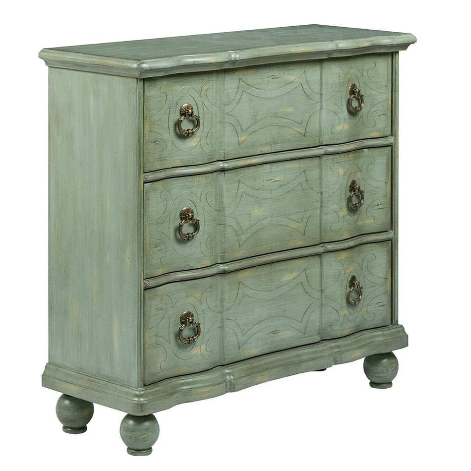 Scroll Bun Foot Chest - Green