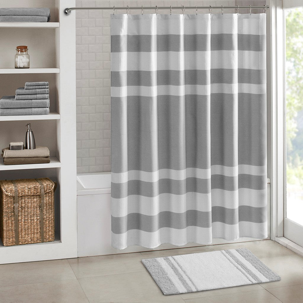 Madison Park Spa Cotton Reversible Bath Rug - Grey - 20x30"