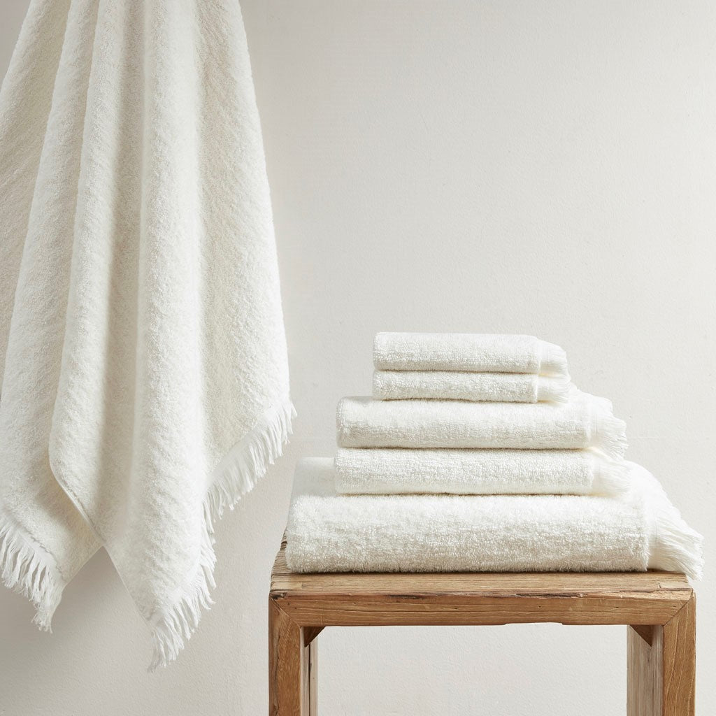 INK+IVY Nova Cotton Dobby Slub 6 Piece Towel Set - Ivory 